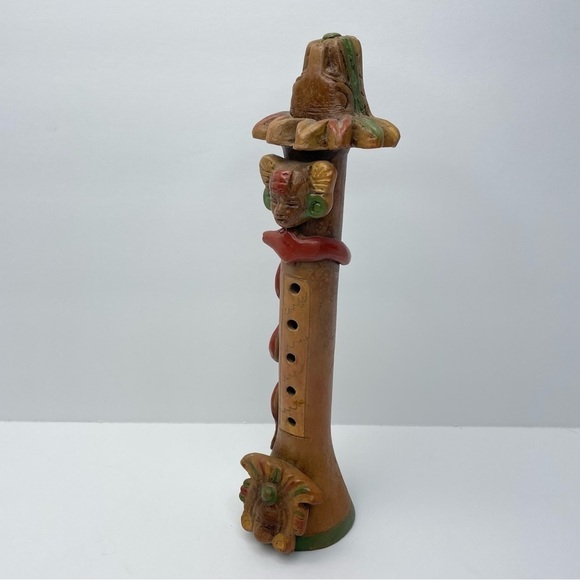 MEXICAN Pottery Warrior Dragon Snake Folk Art Flute - Picture 2 of 10